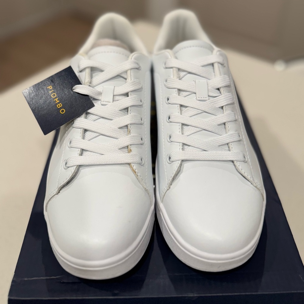 NWT Piombo Men's White Classic Casual Sneakers Size 8.5 (EU 42)
